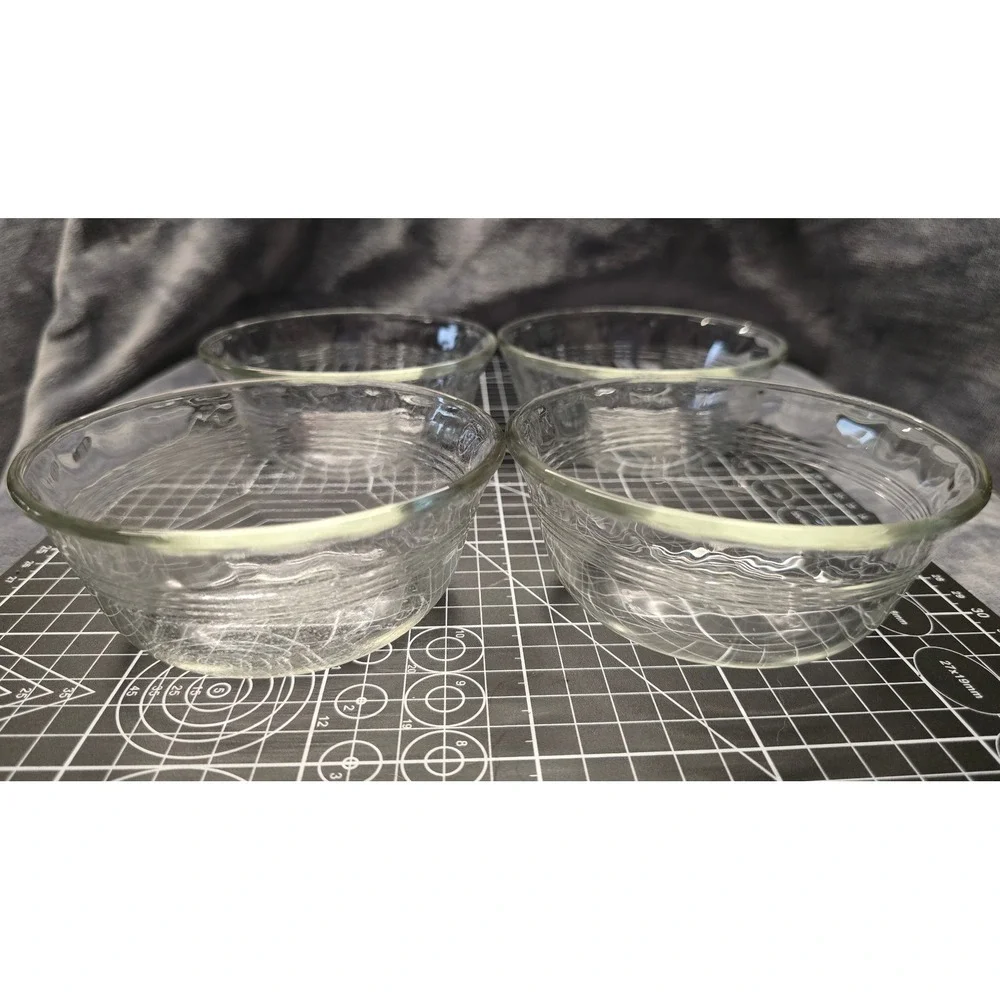 Pyrex 463 Clear Glass Custard Cups Ramekins 6oz Set of 4 Made in USA